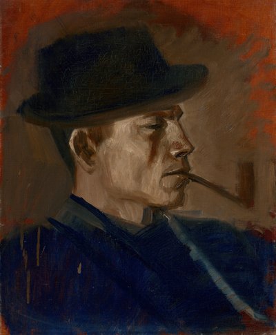 Man in Blue Smoking by Laszlo Mednyanszky